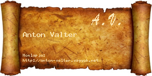 Anton Valter névjegykártya
